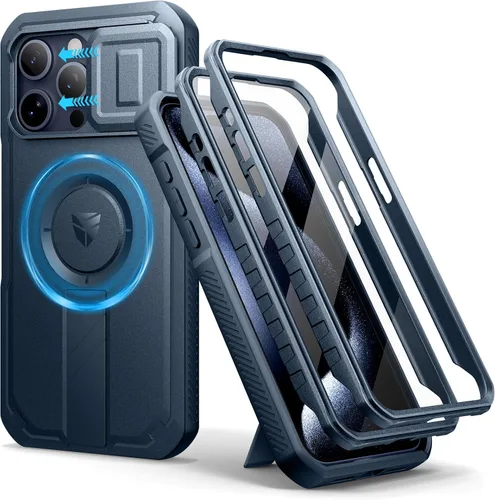 Vista 60 de Dexnor - Funda para iPhone 12 & iPhone 12 Pro con tapa deslizante para cámara, soporte ajustable y protector de pantalla integrado, carcasa