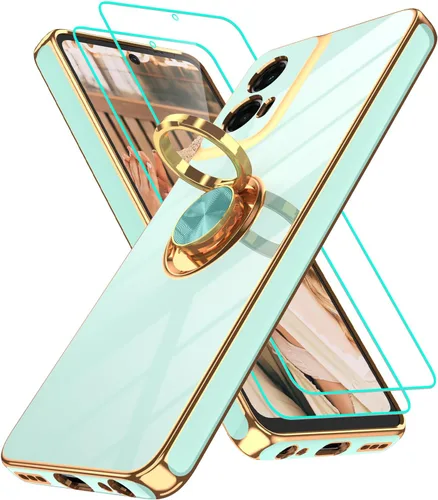 Vista 354 de Funda para Motorola Moto G 5G 2024: Funda Moto G Play 5G 2024 con 2 piezas de protectores de pantalla, soporte de anillo de rotación de 360°