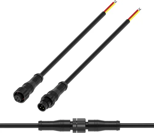 Vista 26 de BTF-LIGHTING Conector eléctrico de tuerca metálica de 2 pines, 18 AWG IP68, conector hembra macho de 7.87 pulgadas/7.9 in, cable de extensión