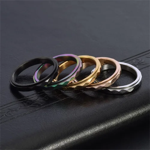 Vista 3 de Nanafast Anillos de ansiedad de acero de titanio de 0.118 pulgadas para mujeres y hombres, anillos multifacéticos para ansiedad, anillos giratorios