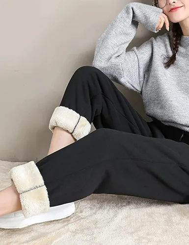 Vista 6 de Yeokou - Pantalones deportivos de vellón con forro de sherpa para mujer