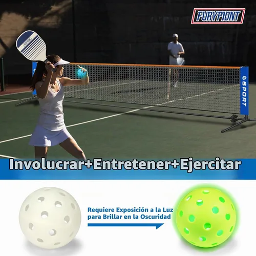 Vista 4 de 10 FT Mini Portable Pickleball Net Equipment Set - Tennis Net for Driveway Backyard, 2 Pickleball Paddles, 8 Pickleballs and Potable Carry