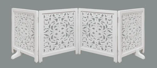 Vista 22 de Lightnpro Valla de madera geométrica para mascotas - Puerta de seguridad plegable independiente para perros, cachorros y mascotas pequeñas, valla