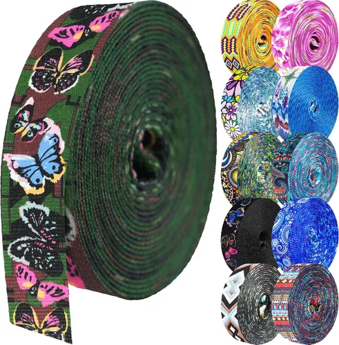 Vista 8 de 1.5 pulgadas Correa de nailon con patrón, correas de cinturón de nailon, correas para bolso, correas para mochila, cinturón de nailon