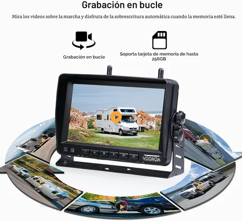 Vista 6 de Cámara magnética inalámbrica de respaldo, batería de 15000 mAh, recargable, impermeable, HD, solar, retrovisor, cámara de enganche Bluetooth