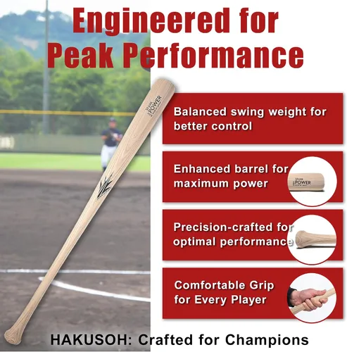 Vista 4 de Bate de béisbol Equipo de bateo de madera de fresno sin pintar Spark Power Hecho en Japón