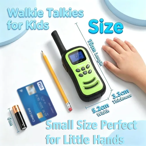 Vista 8 de QUOLIX Walkie Talkies para niños, paquete de 2 unidades, juguetes recargables para niños de 3 a 12 años, Walkie Talkie de largo alcance con 22