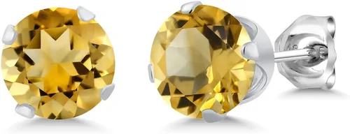 Vista 57 de Gem Stone King Aretes redondos de plata de ley 925 con piedra natal de 0.236 in para mujer
