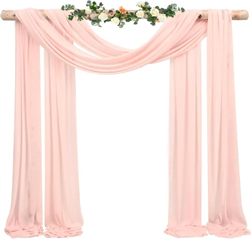 Vista 24 de Tela para Cubrir Arco de Boda, 4 Paneles 71 cm x 6,1 m Telas para Arco de Boda Azul Bebé para Ceremonia, Telas de Gasa para Decoración de Arco
