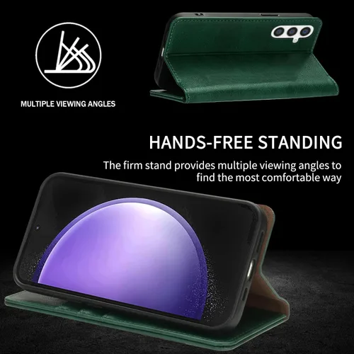 Vista 5 de Compatible con Samsung Galaxy S23 FE - Funda tipo cartera con bloqueo RFID, ranuras para tarjetas, cierre magnético, funda protectora de piel
