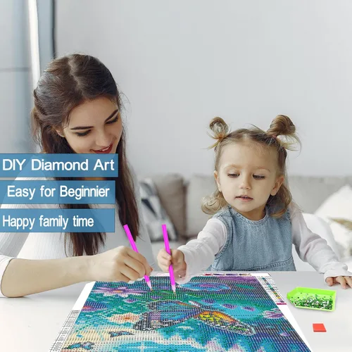 Vista 6 de Liccyy Paquete de 4 kits de pintura de diamantes 5D para adultos, adolescentes principiantes con todas las herramientas, pinturas artísticas