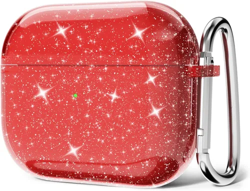 Vista 27 de Svanove Funda para Airpods Transparente con Purpurina, Funda Brillante y Bonita para Airpods de 1ª y 2ª Generación con Llavero, Carcasa Rígida