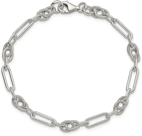 Vista 4 de Pulsera de plata de ley 925, joyería fina de eslabones para mujer, regalos para ella, Plata de ley