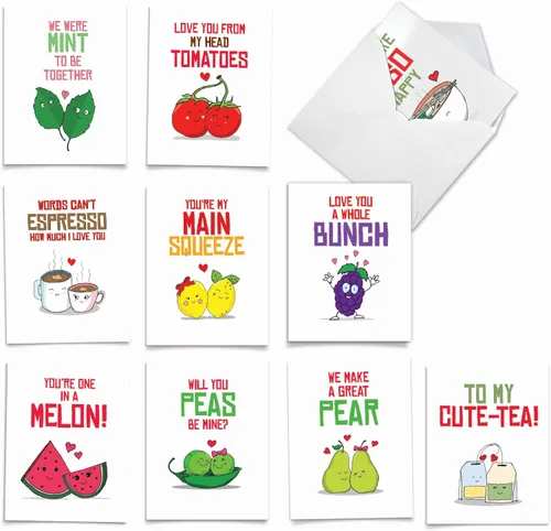 Vista 8 de The Best Card Company - Juego de 10 divertidas tarjetas de notas de humor en blanco surtidas de 4 x 5.12 pulgadas con sobres para jugar con palabras