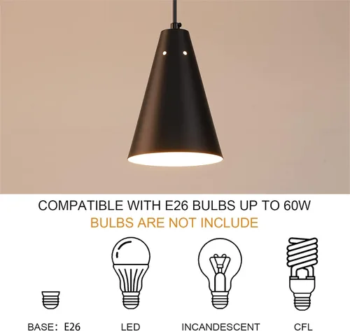 Vista 6 de Lámpara colgante negra enchufable, luces colgantes con interruptor de encendido/apagado de cable de enchufe, mini luces colgantes para isla