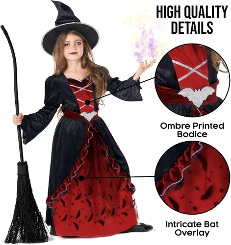 Vista 3 de Morph - Disfraz de bruja para niñas, disfraz de bruja para niñas, disfraz de bruja para niñas - Disfraz de Halloween para niñas