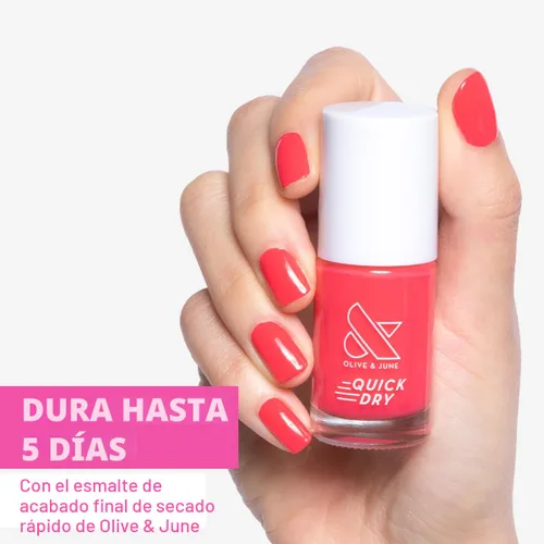 Vista 2 de Olive & June - Esmalte de uñas de secado rápido, Pomodoro Fast-drying, smudgeproof color; 15-free, vegan, cruelty-free; lasts up to 5 days
