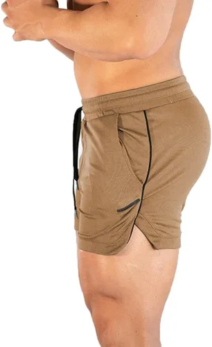 Vista 2 de sandbank Pantalones cortos de entrenamiento de gimnasio de 5 pulgadas para hombre, de secado rápido, pantalones cortos de culturismo con bolsillos