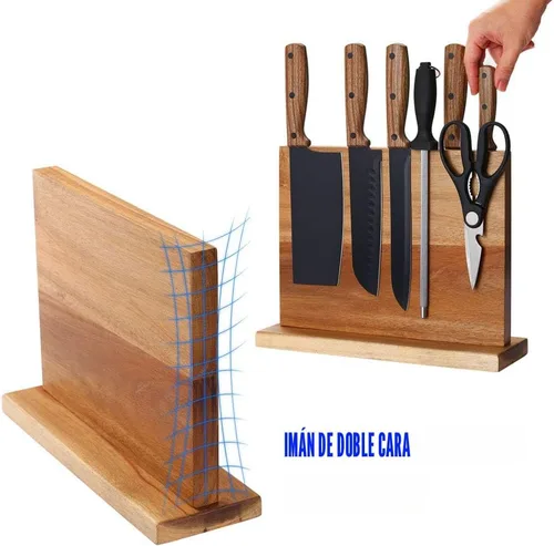 Vista 3 de Soporte magnético para cuchillos de cocina para el hogar, soporte magnético con imanes mejorados fuertes, soporte multifuncional para cuchillos