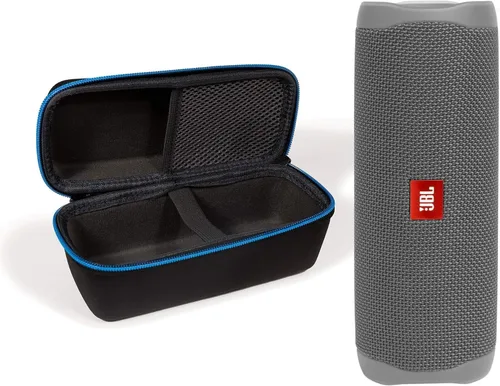 Vista 10 de JBL Flip 5 - Parlante portátil inalámbrico Bluetooth impermeable con estuche rígido protector divvi!. Negro