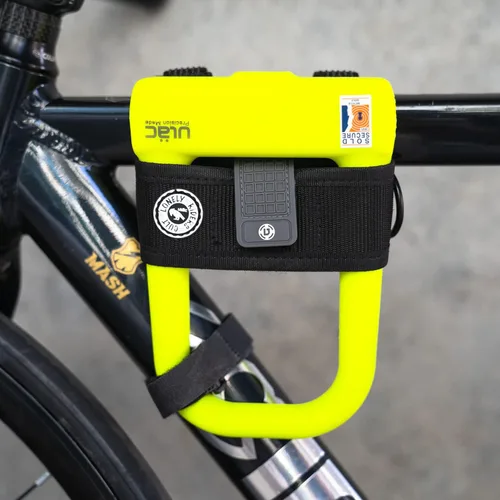 Vista 5 de ULAC U Hold - Soporte universal de bloqueo en U, S 4.921 in, soporte de bloqueo de bicicleta negro para bloqueo en U y D-Lock, soporte de correa