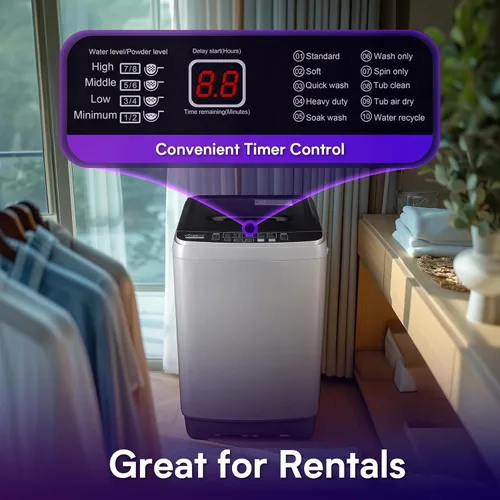 Vista 5 de Anypro - Lavadora portátil de 17.8LBS, lavadora y secadora automática compacta con 10 programas y 8 niveles de agua, lavadora de lavandería compacta