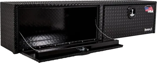 Vista 11 de Buyers Products 1721551 - Caja de camión de aluminio negro con tracción en diamante y tapa superior con puerta abatible, 72 x 13 x 16 pulgadas