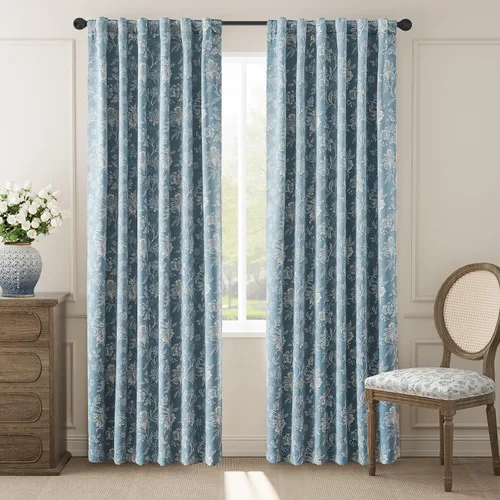 Vista 35 de jinchan Cortinas Opacas Florales para Dormitorio, 63 Pulgadas de Largo Cortinas Opacas con Estampado de Flores, Estilo Campo Francés con Pestañas