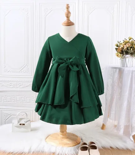 Vista 3 de Kionio Vestido elegante de manga larga para niñas con cremallera 4-13 años