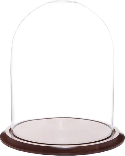 Vista 2 de Plymor 11.75" x 15" Pantalla de cristal Cúpula Cloche (base de chapa de madera negra)