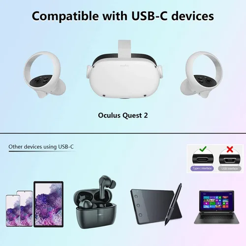 Vista 7 de VR Battery Pack Compatible with Oculus Quest 2 Headset,5000mAh Rechargeable VR Battery Power Bank Compatible with OculusMeta Quest 2 Original Strap