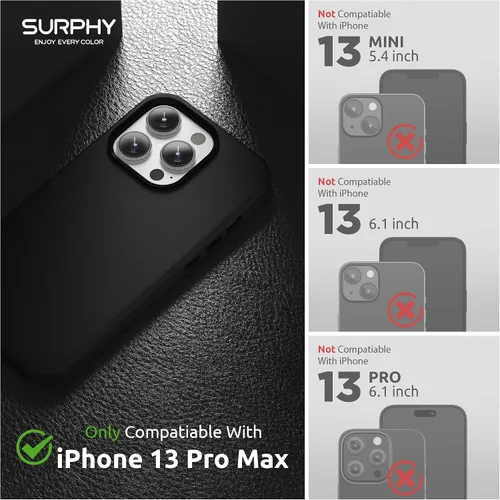 Vista 2 de SURPHY Compatible con iPhone 13 Pro Max, funda de piel sintética de alta calidad (con botones metálicos y forro de microfibra) para 13 Pro Max