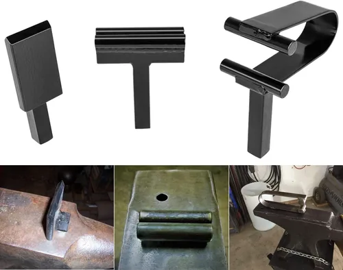 Vista 8 de Bonbo Blacksmith Yunque - Juego de herramientas resistentes a la forja de 1 pulgada, incluye estaca de corte en caliente y pliegue y relleno