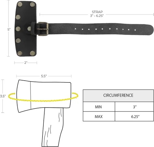 Vista 6 de Funda para cabeza de hacha de leñador hecha a mano de cuero de grano completo, funda protectora, funda de seguridad de cuchilla, accesorios