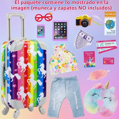 Vista 2 de ZITA ELEMENT Juego de 24 maletas de viaje de 18 pulgadas para muñecas de 18 pulgadas Pretend Play Doll Luggage Stuff Compatible with 18 Inch Girl