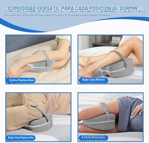 Vista 5 de Almohada de espuma viscoelástica para rodillas y piernas para dormir de lado, soporte ergonómico para espalda, caderas, rodillas, articulaciones