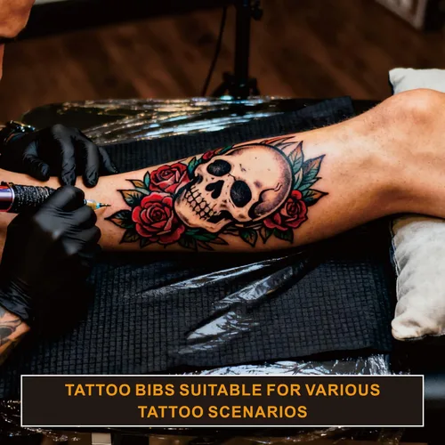 Vista 6 de Mantel desechable de 3 capas para mesa de tatuaje, negro, 13 x 18 pulgadas