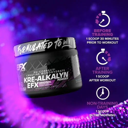 Vista 7 de EFX Sports Kre-Alkalyn EFX Powder Suplemento en polvo de monohidrato de creatina pH correcto Fuerza, crecimiento muscular y rendimiento 55
