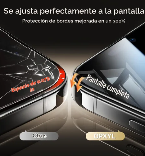 Vista 5 de Opxyl Protector de pantalla de privacidad de vidrio 9H+ para iPhone 15 Pro Max [Protección confiable de privacidad de 25°]