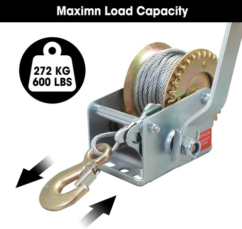 Vista 2 de TCE ATRT1061CU Torin Torin 600lbs Capacidad Manual Remolque Cabrestante con cable de 26.3 pies