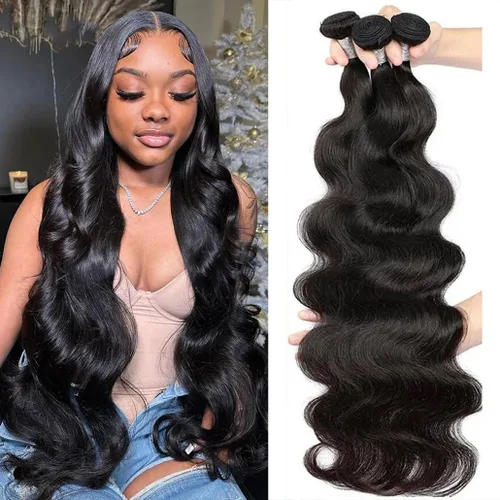 Vista 30 de Younsolo Paquetes de pelo lacio brasileño, cabello humano virgen 100% sin procesar, color negro natural, 4 paquetes, 12, 14, 16 y 18 pulgadas