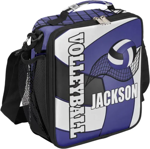 Vista 11 de Bolsa de almuerzo personalizada para niñas, niños, adolescentes, hombres y mujeres, regalo personalizado, bolsa de almuerzo de voleibol, color dorado