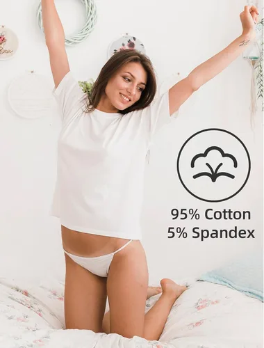 Vista 3 de KUKU PANDA Tangas sexy de cuerda G para mujer, bragas elásticas de algodón para mujer, ropa interior sin mostrar, paquete de 6