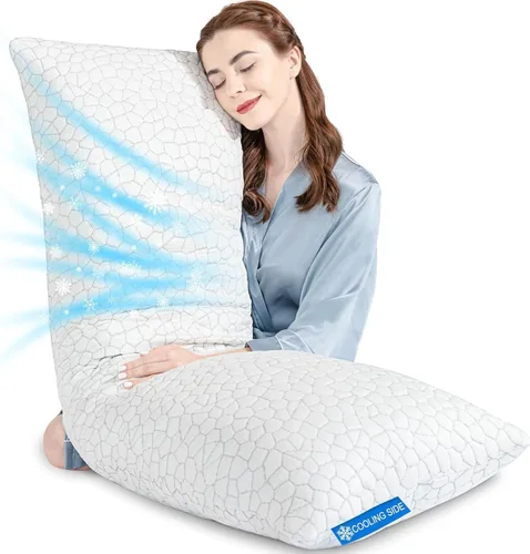 Vista 22 de SUPA MODERN Almohada refrescante de tamaño estándar, 1 paquete, almohadas de espuma viscoelástica trituradas CertiPUR-US, almohadas de cama frescas