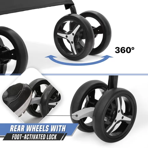 Vista 10 de Cochecito para mascotas para perros y gatos pequeños, 10-22 libras, almacenamiento trasero, negro