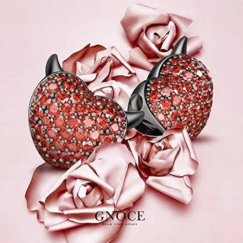 Vista 5 de GNOCE Pulsera de plata de ley 925 con colgante de calavera y corazón diseño de murciélago con cierre