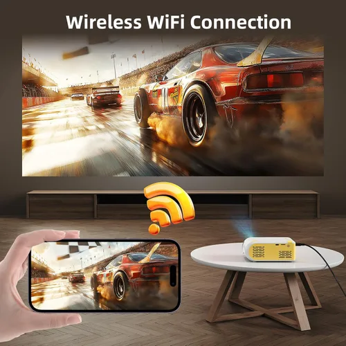 Vista 12 de KSAN Mini Proyector, Proyector con WiFi y Bluetooth, Proyector de Película con Soporte 1080P y Altavoz Integrado, Compatible con Smartphone, HDMI