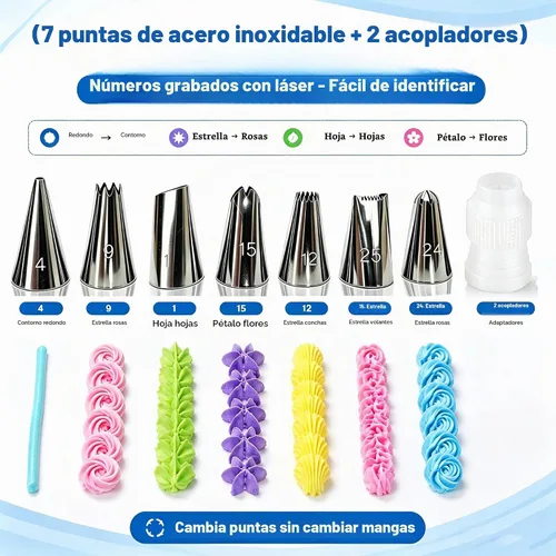 Vista 7 de Juego de 121 bolsas de pastelería y puntas, bolsas de pastelería