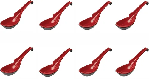 Vista 2 de JapanBargain 2398 - Juego de 8 cucharas de sopa chinas, cucharas de sopa japonesas, cucharas de sopa Wonton, cucharas de arroz, cucharas de fo