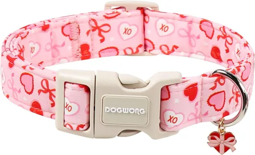 Vista 7 de DOGWONG Collar de Algodón para Perro, Collar para Perro de Cuadros Azules Resistente, Collar Suave y Duradero para Perro Macho, Lindo Collar de A